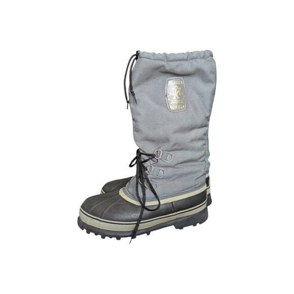 Vintage Sorel Glacier Tall Snow Boots Gray Canvas Mens 9 Made in Canada Manitoba - Picture 1 of 9